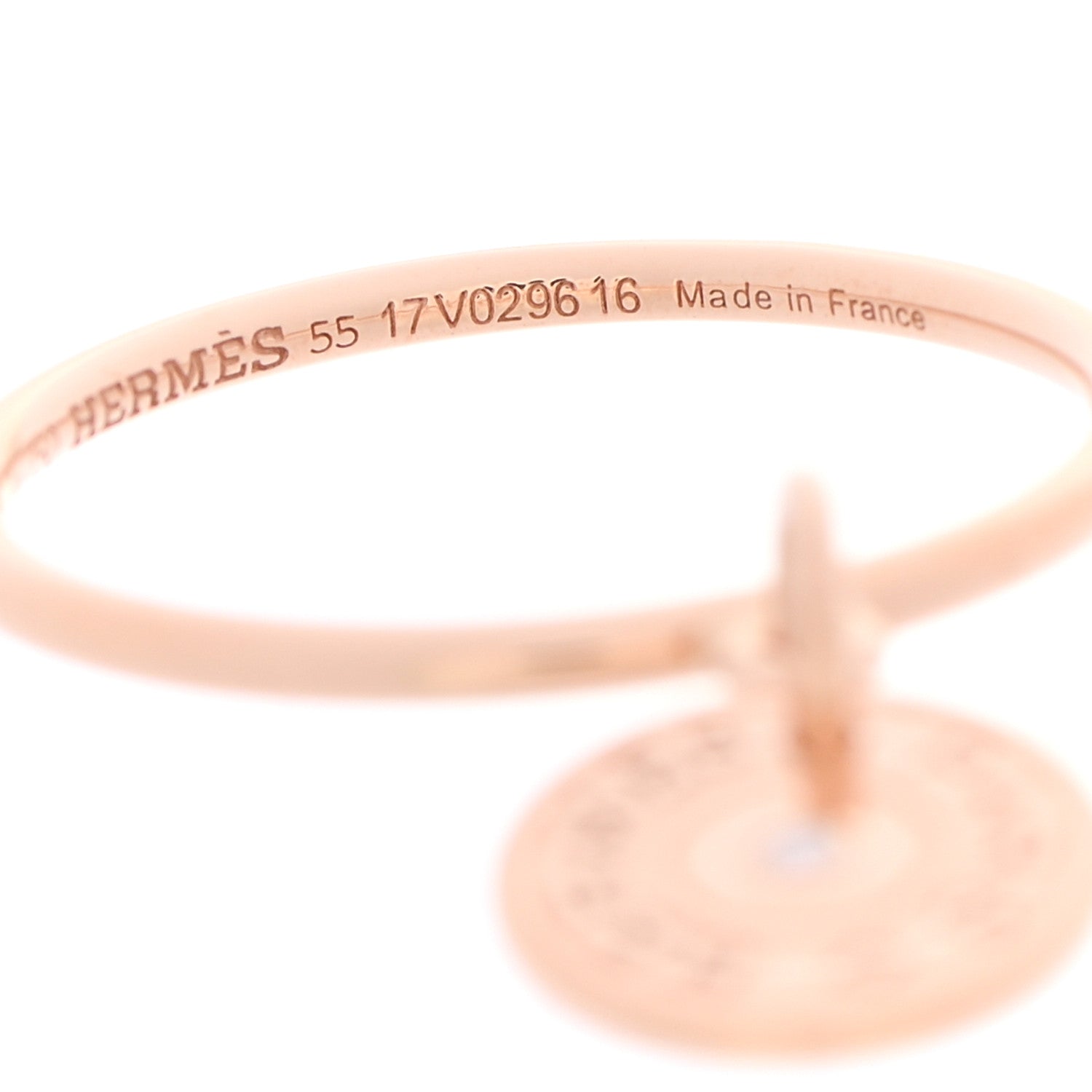 Hermes 18K Rose Gold Diamond Gambade Ring 55 7.25 5 of 6