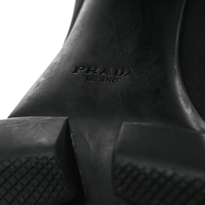 Prada Vitello Montana Re-Nylon Metal Triangle Logo 110mm Ankle Boots 39 Black 8 of 13