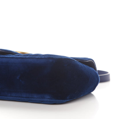 Gucci Velvet Matelasse Small GG Marmont Shoulder Bag Cobalt Blue 8 of 10