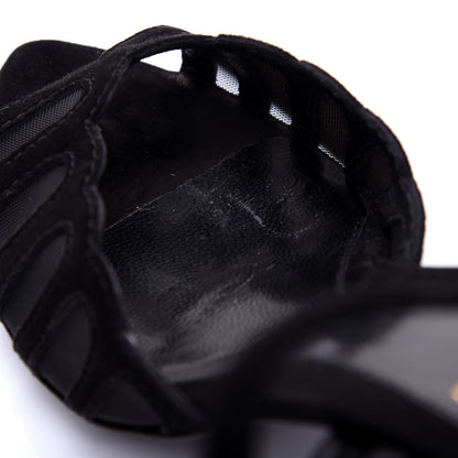 Fendi Suede Mesh Slingback Heel Sandals 39 Black 11 of 12
