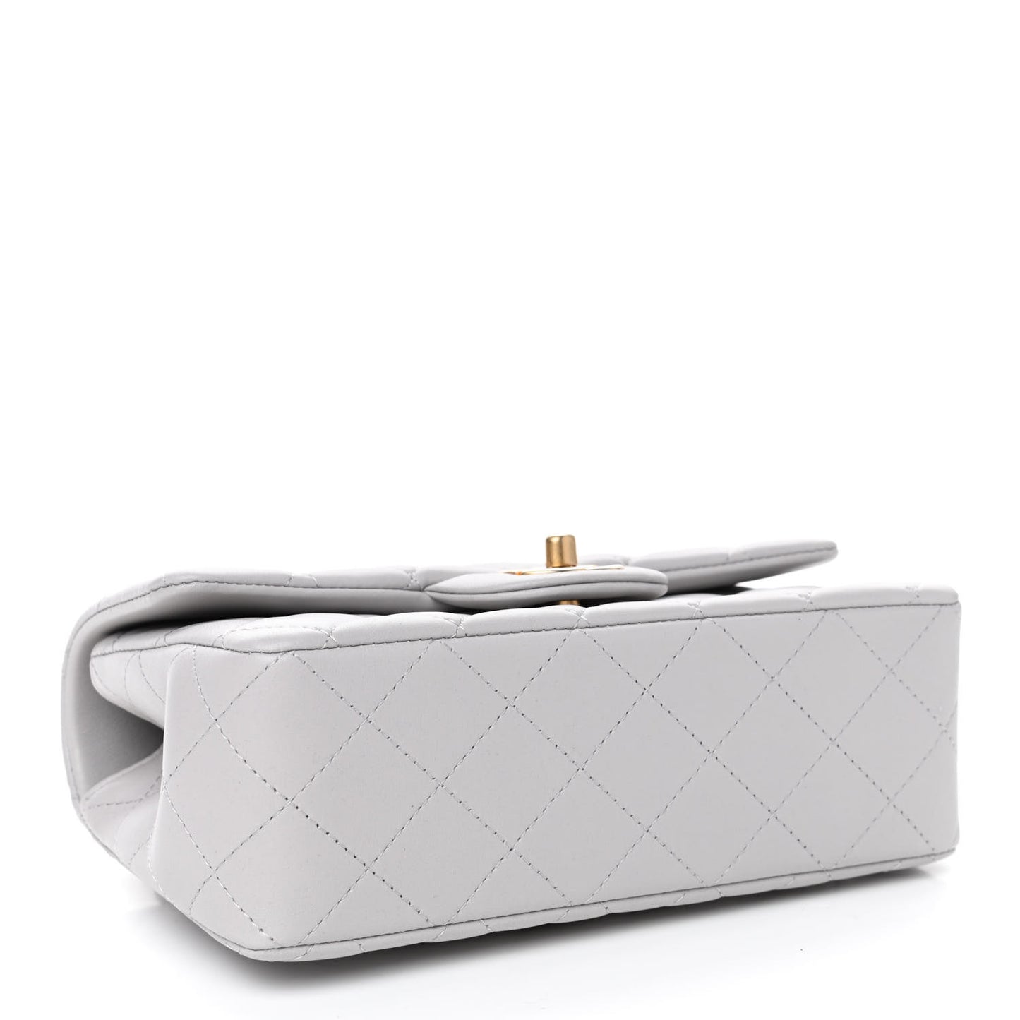 Lambskin Quilted Mini Top Handle Rectangular Flap Grey