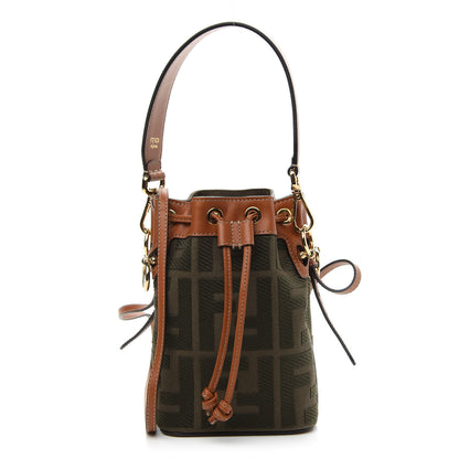 Fendi Canvas Vitello King F is Fendi FF Embroidered Mini Mon Tresor Bucket Bag Amazzonia Cuoio 1 of 10