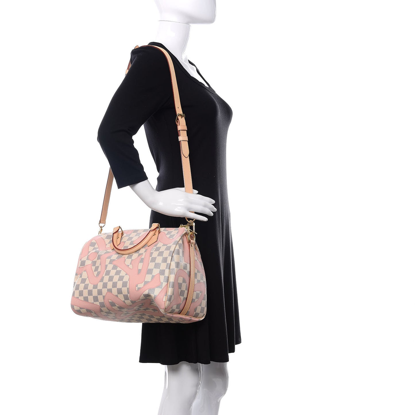 Damier Azur Tahitienne Speedy Bandouliere 30 Rose Ballerine