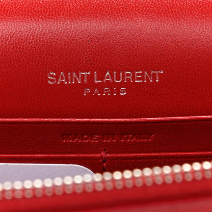 Saint Laurent Calfskin Crocodile Embossed Kate Monogram Tassel Chain Wallet Red 7 of 11