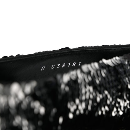 Chanel Sequin Patent Calfskin CC Pumps 40 Black Silver 6 of 10