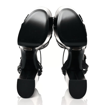 Gucci Malaga Kid Crawford Knotted Strap Platform Sandals 39 Black 5 of 8