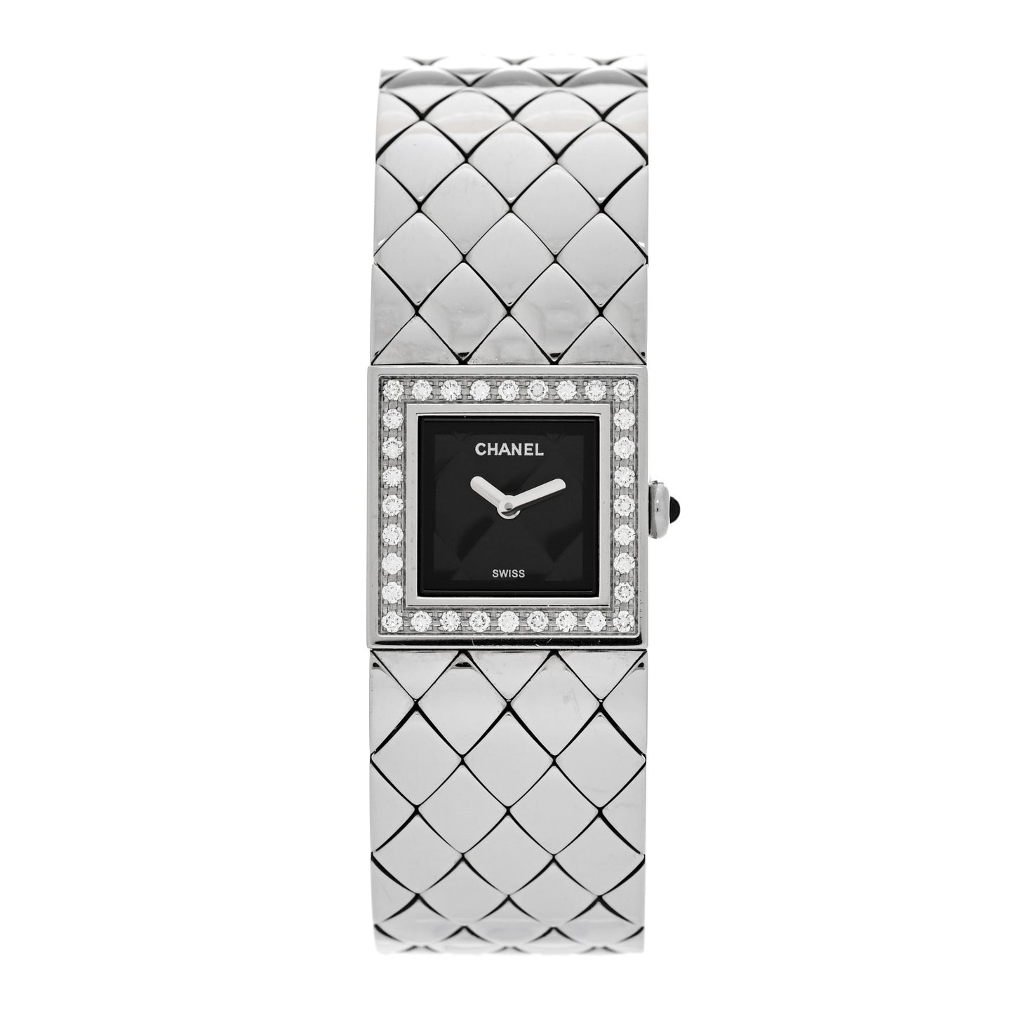 Stainless Steel Diamond 19mm Matelasse Quartz Watch