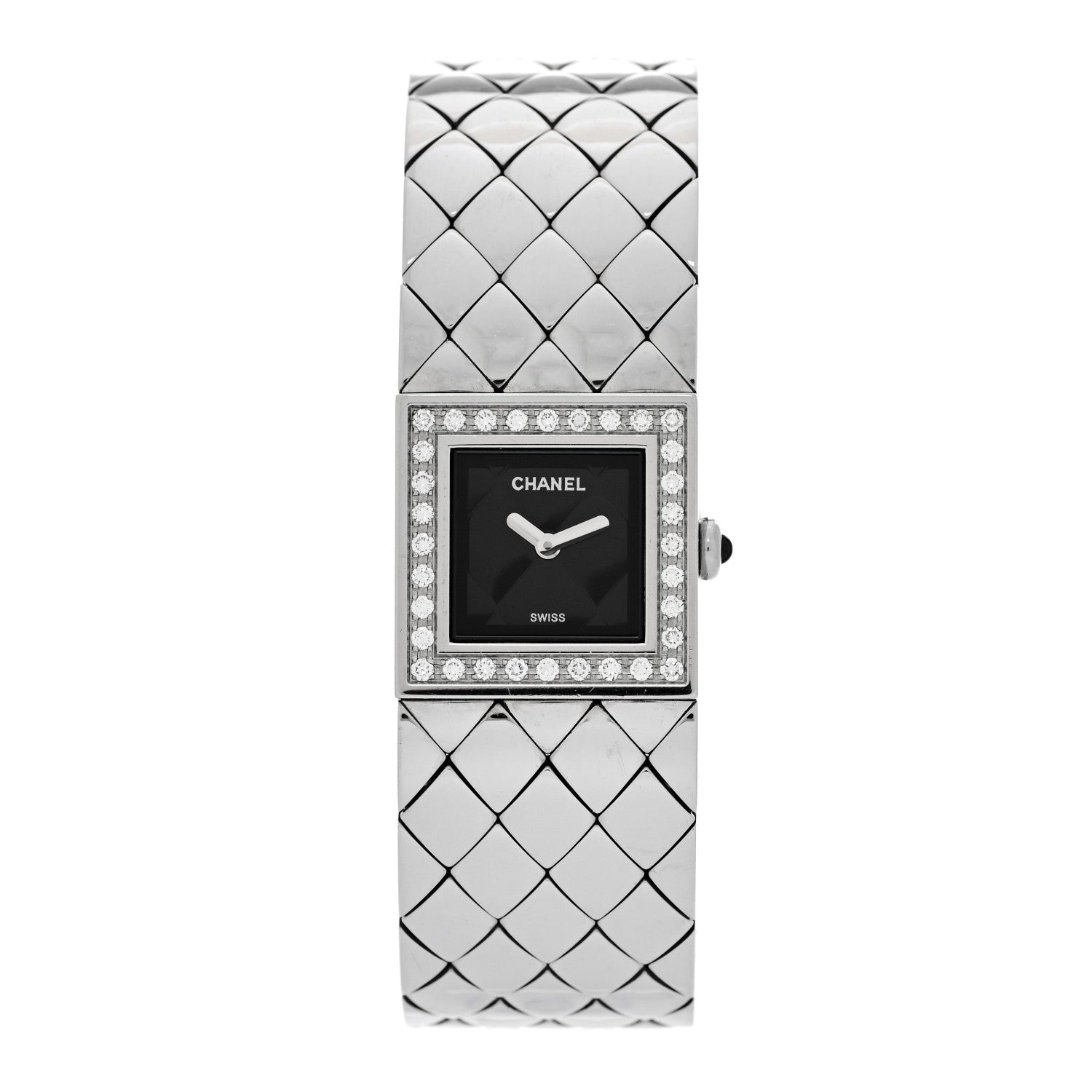 Chanel Stainless Steel Diamond 19mm Matelasse Quartz Watch 1 of 4
