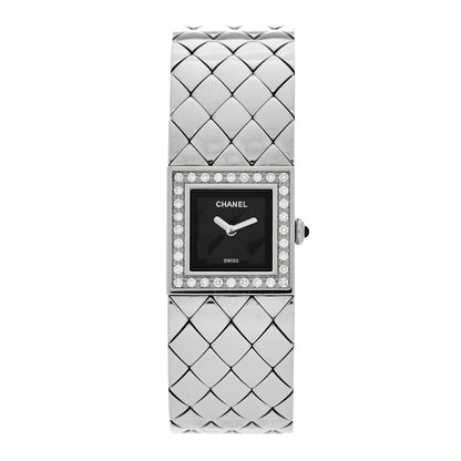 Chanel Stainless Steel Diamond 19mm Matelasse Quartz Watch 1 of 4