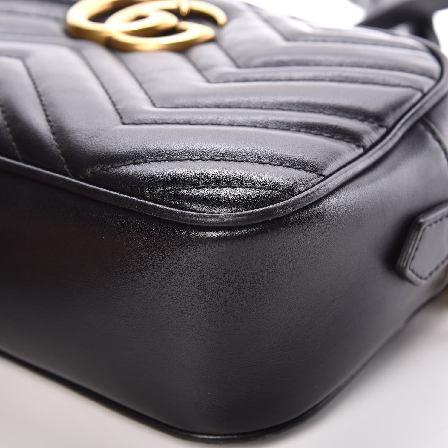 Gucci Calfskin Matelasse Small GG Marmont Chain Shoulder Bag Black 9 of 15