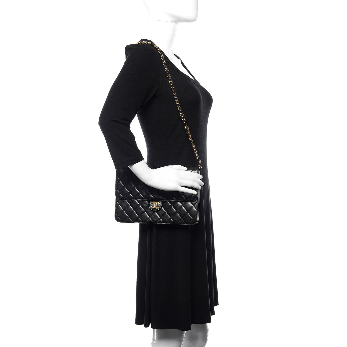 Lambskin Quilted Medium Single Flap Black