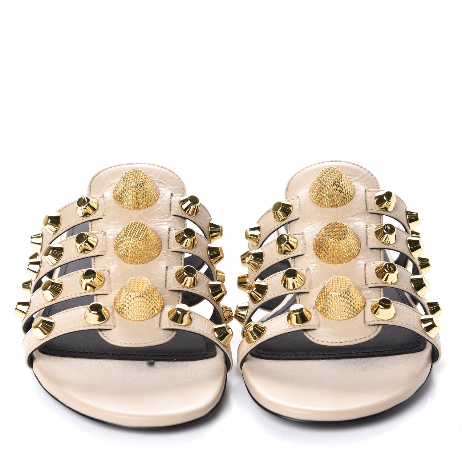 Balenciaga Agneau Lambskin Giant Gold Stud Sandals 36 Beige 2 of 10
