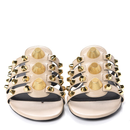 Balenciaga Agneau Lambskin Giant Gold Stud Sandals 36 Beige 2 of 10