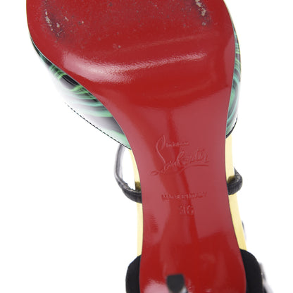 Christian Louboutin Veau Velours Nappa Patent Malachite Suzanna 100 Pumps 36 Vert Black 6 of 7