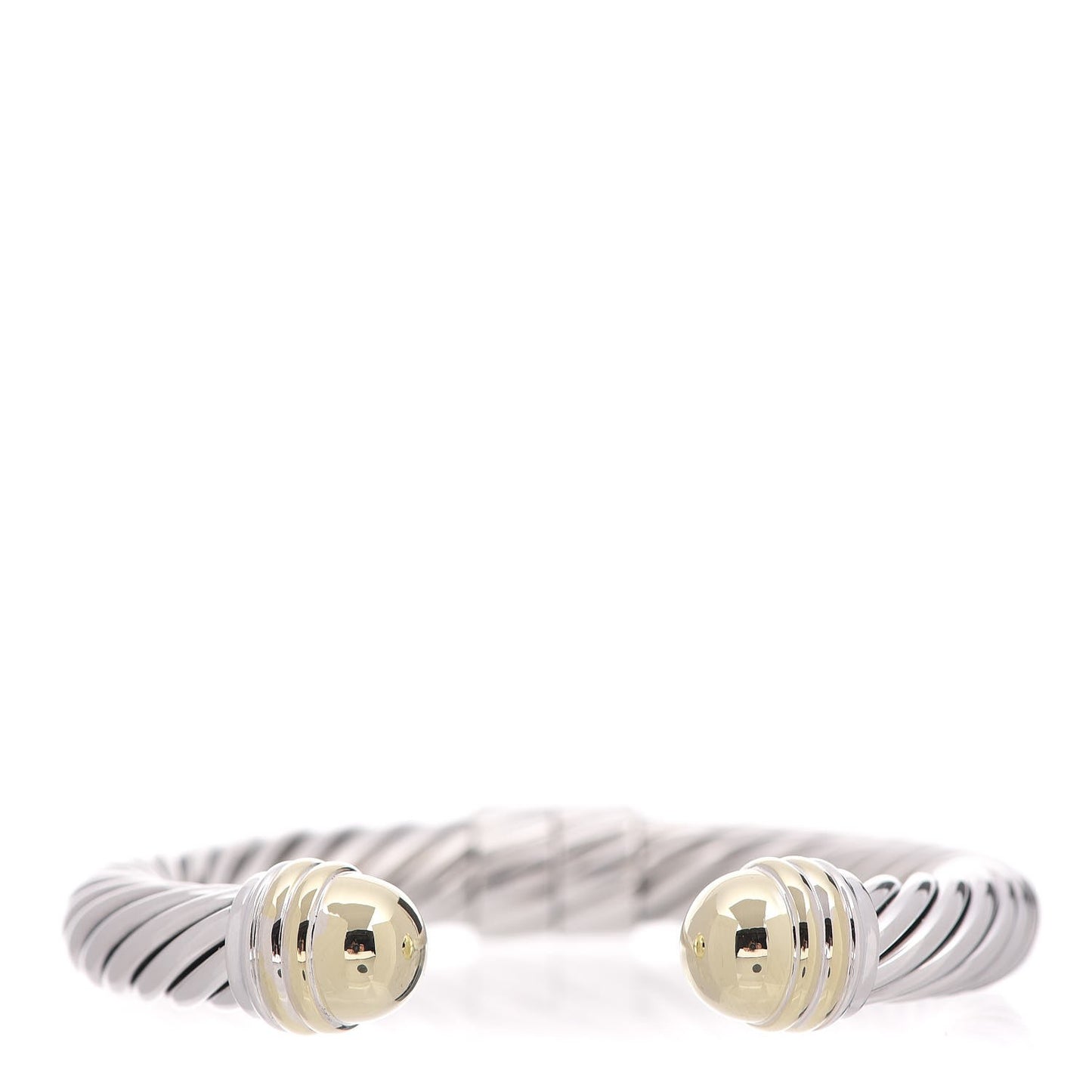 Sterling Silver 14K Yellow Gold 10mm Cable Classics Bracelet