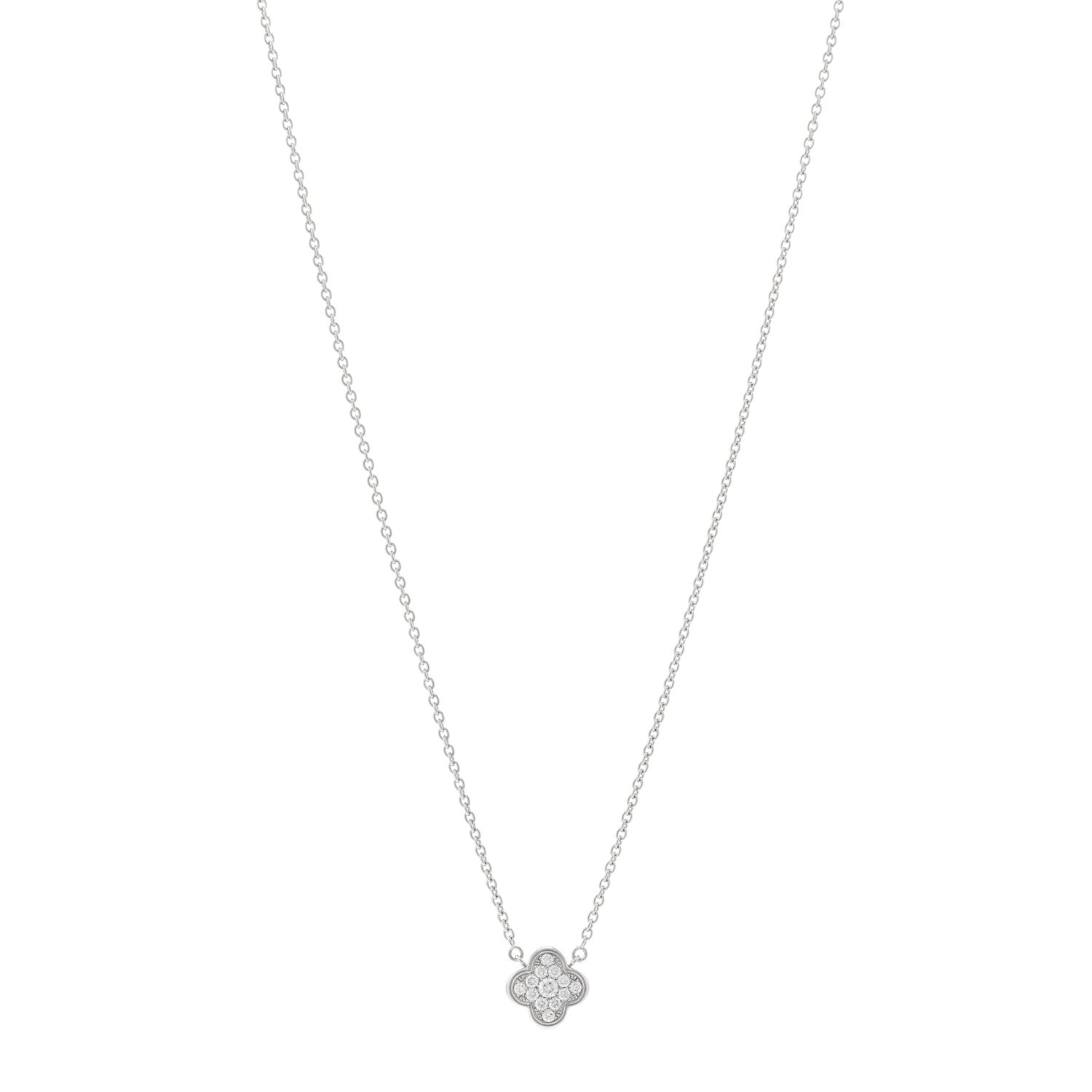 Van Cleef & Arpels 18K White Gold Diamond Pure Alhambra Pendant Necklace 1 of 4