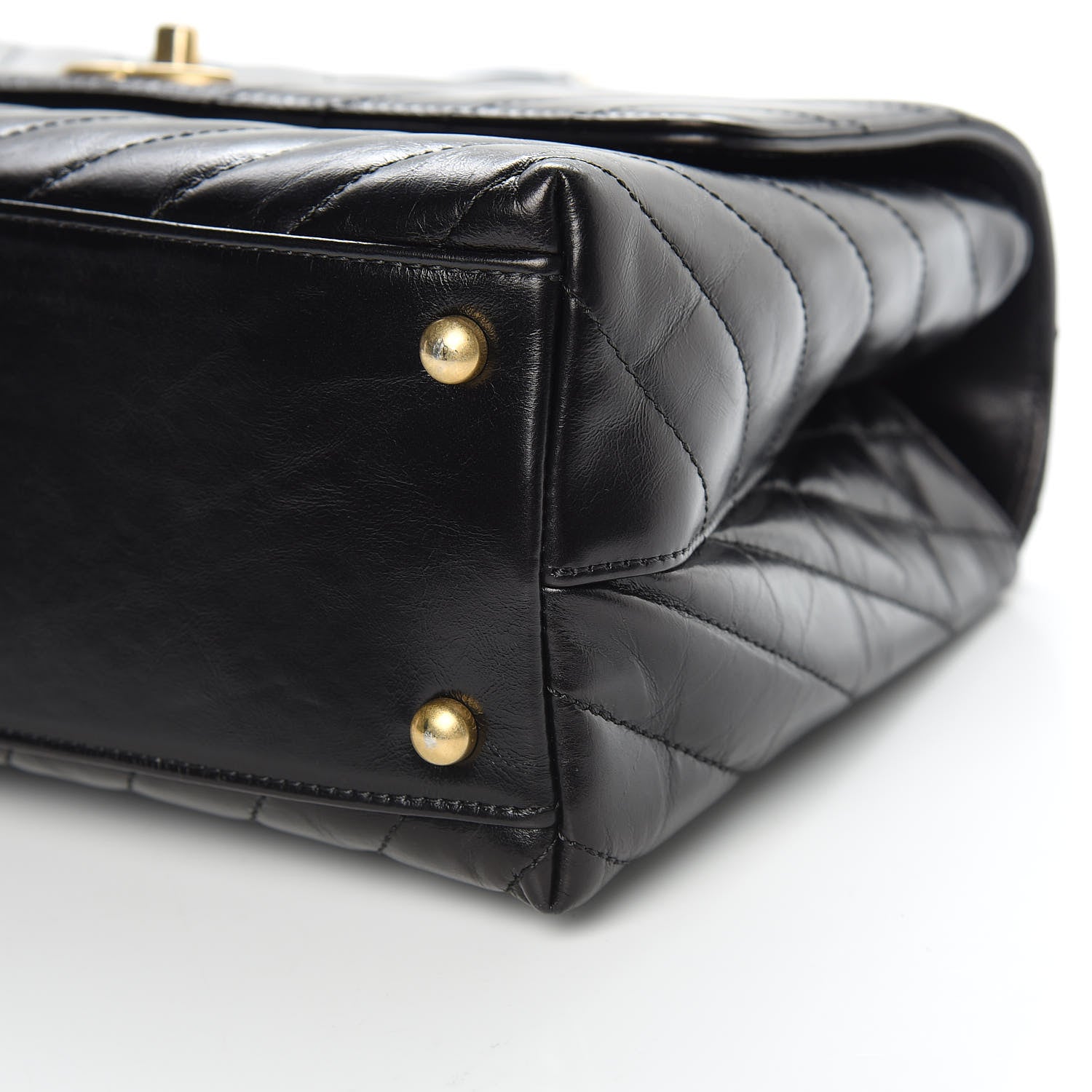 Chanel Calfskin Lizard Chevron Quilted Small Coco Handle Flap Black 9 of 13