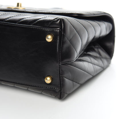 Chanel Calfskin Lizard Chevron Quilted Small Coco Handle Flap Black 9 of 13