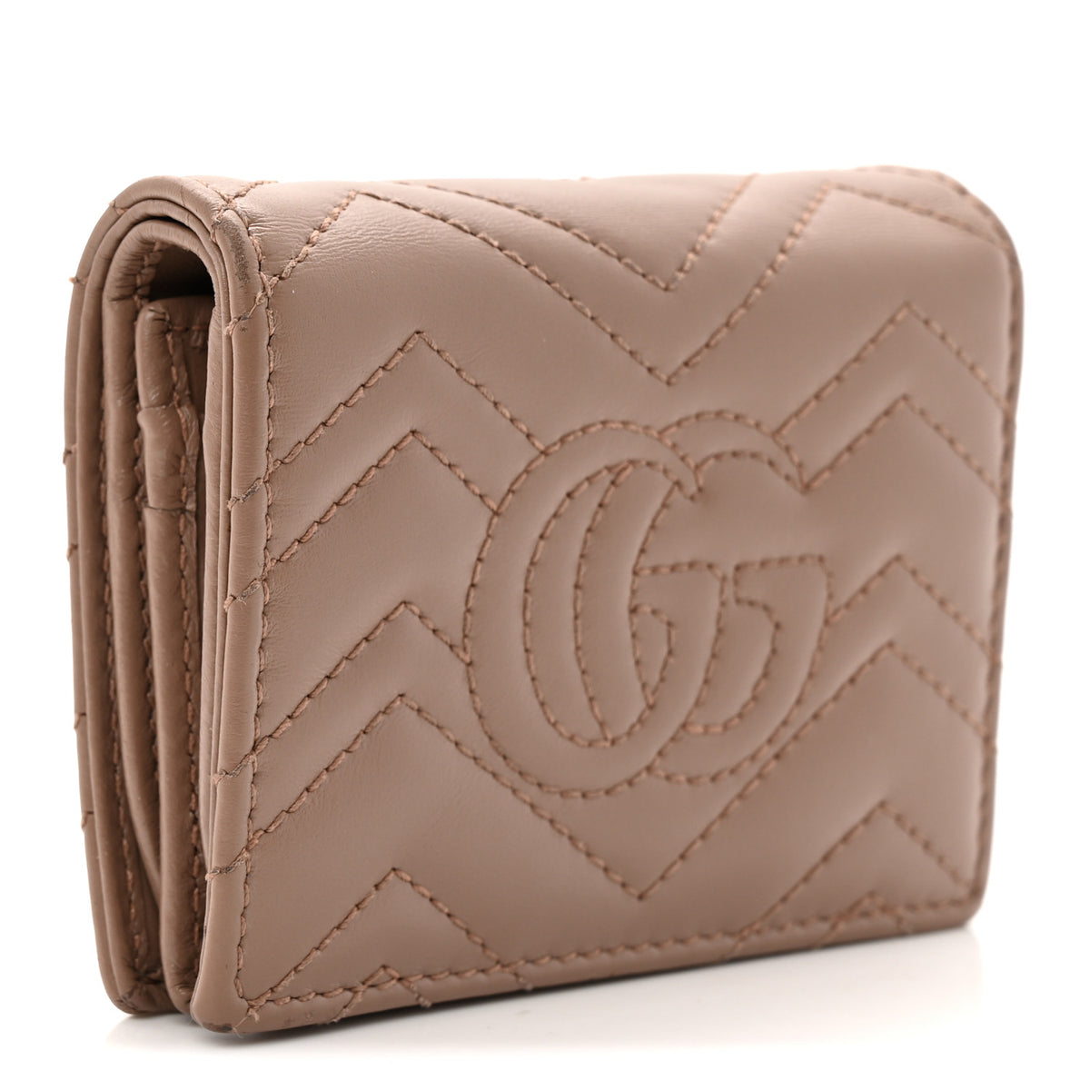 Gucci Calfskin Matelasse GG Marmont Card Case Wallet Porcelain Rose 3 of 7