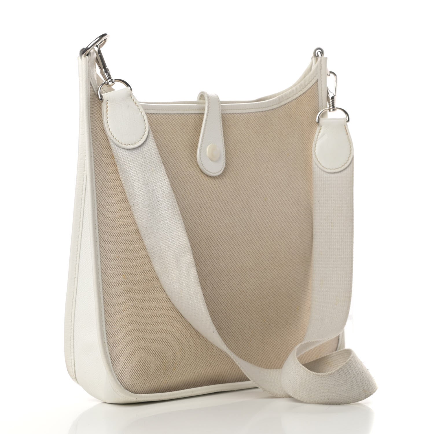 Hermes Toile Taurillon Clemence Evelyne PM Blanc White 3 of 18
