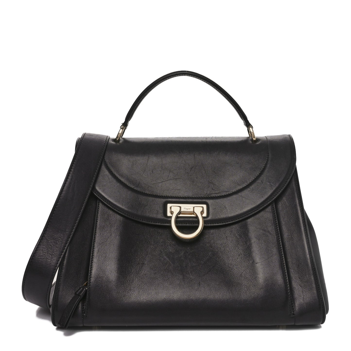 Calfskin Sofia Rainbow Top Handle Bag Black