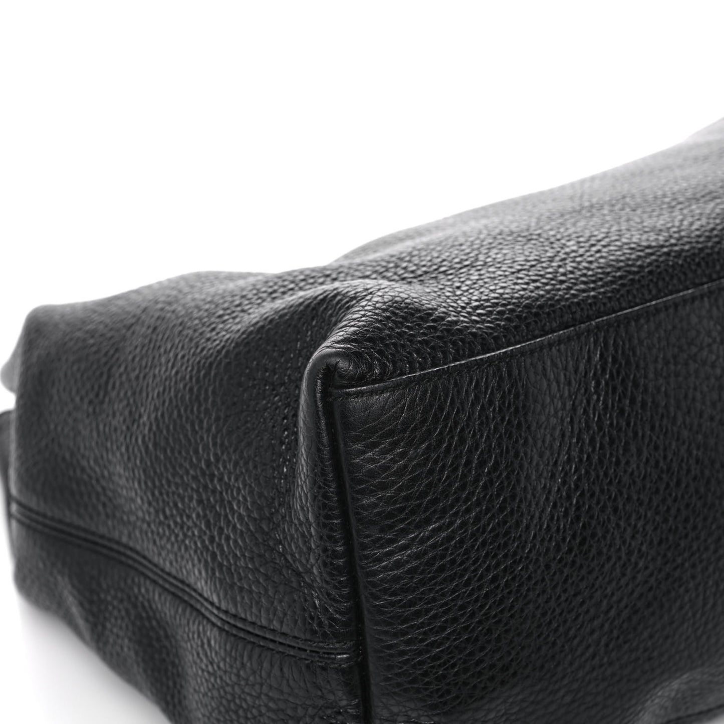 Pebbled Calfskin Large Soho Chain Shoulder Bag Black