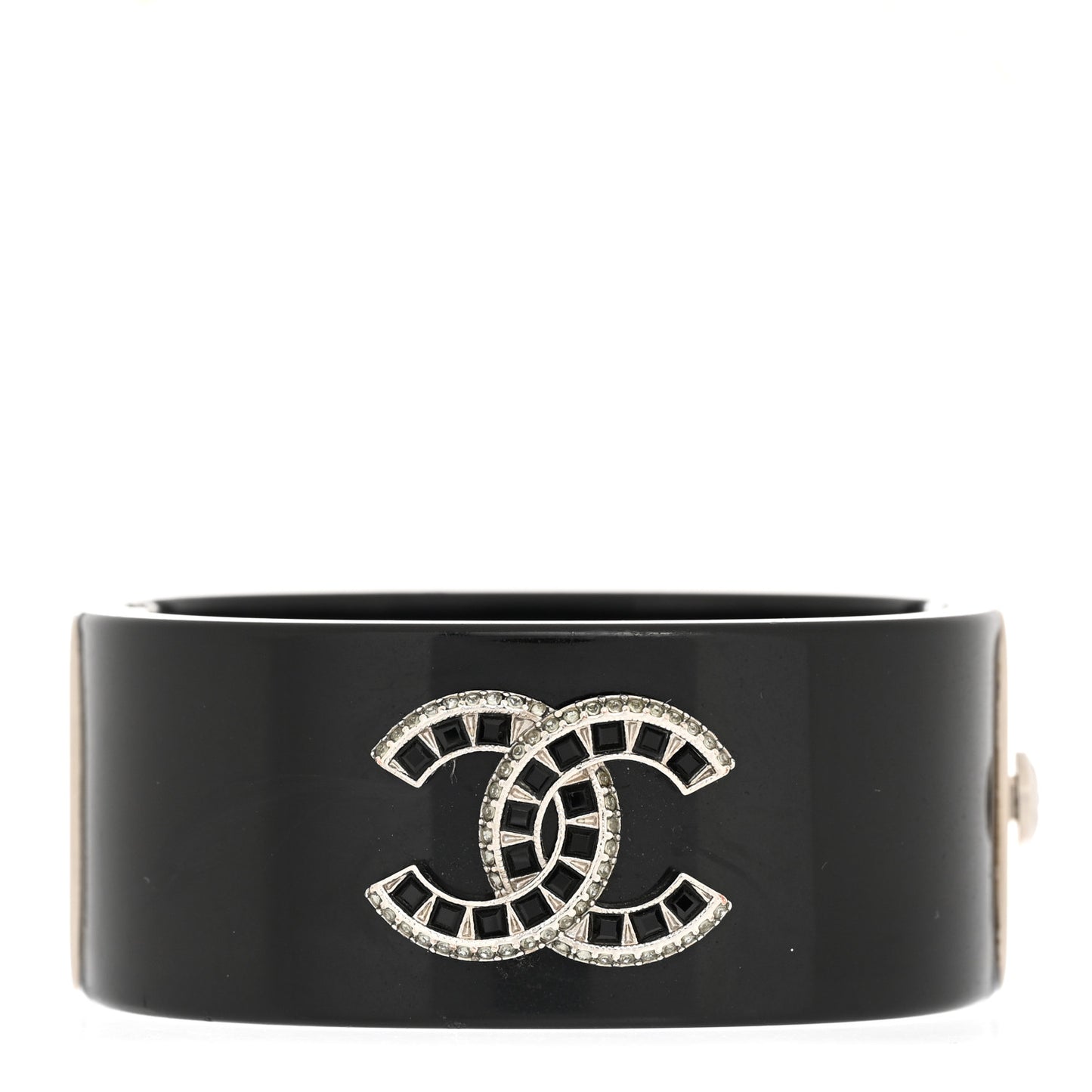 Resin Crystal Baguette CC Cuff Black Silver