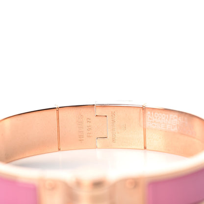 Hermes Enamel Charniere Uni Narrow Hinged Bracelet S Rose Flamingo 4 of 5