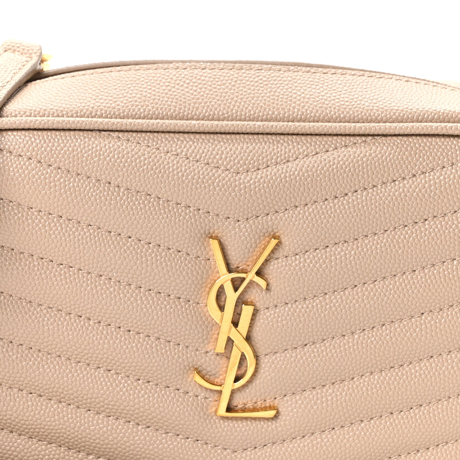 Saint Laurent Grain De Poudre Matelasse Monogram Mini Lou Camera Bag Dark Beige 8 of 11