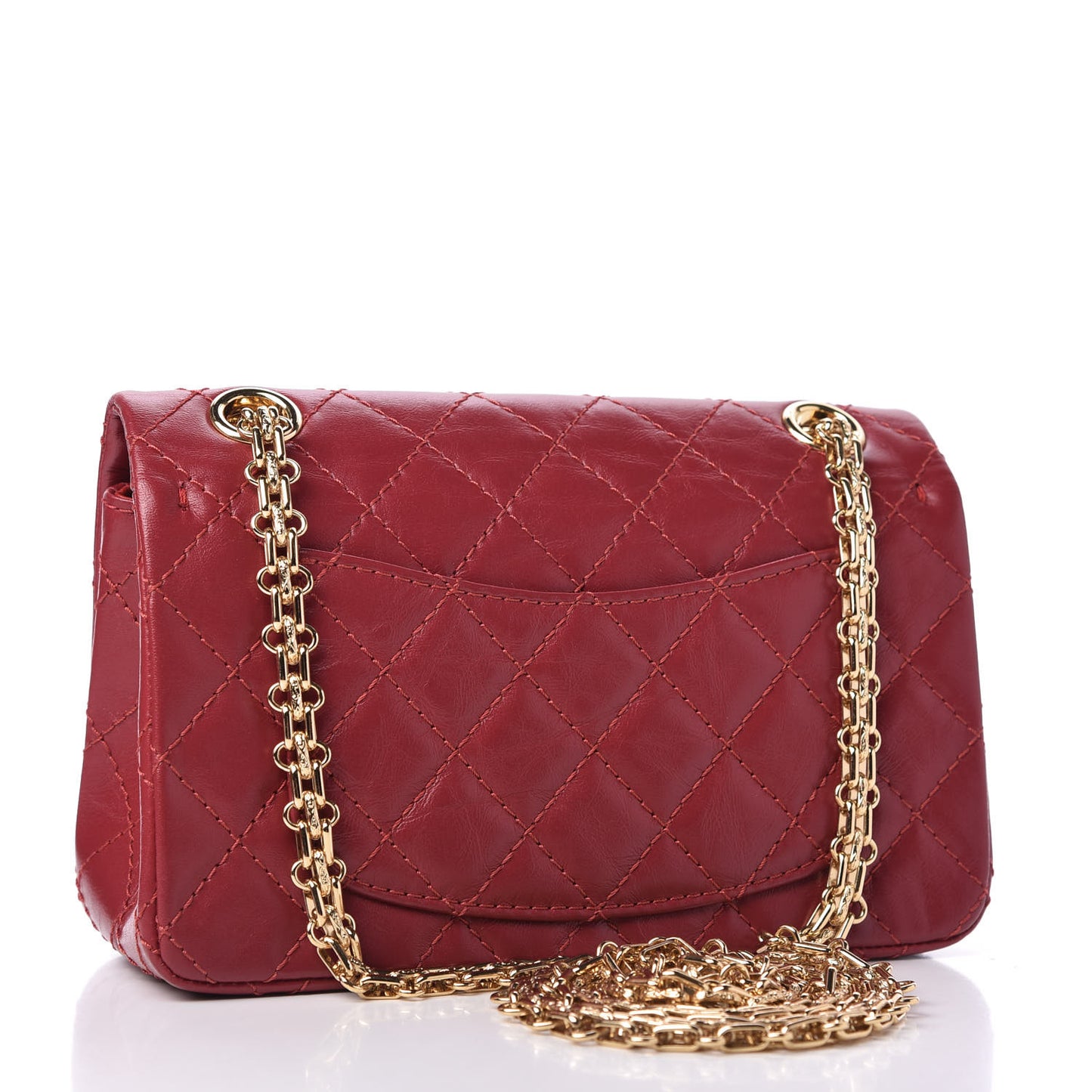 Aged Calfskin Quilted 2.55 Reissue Mini Flap Red