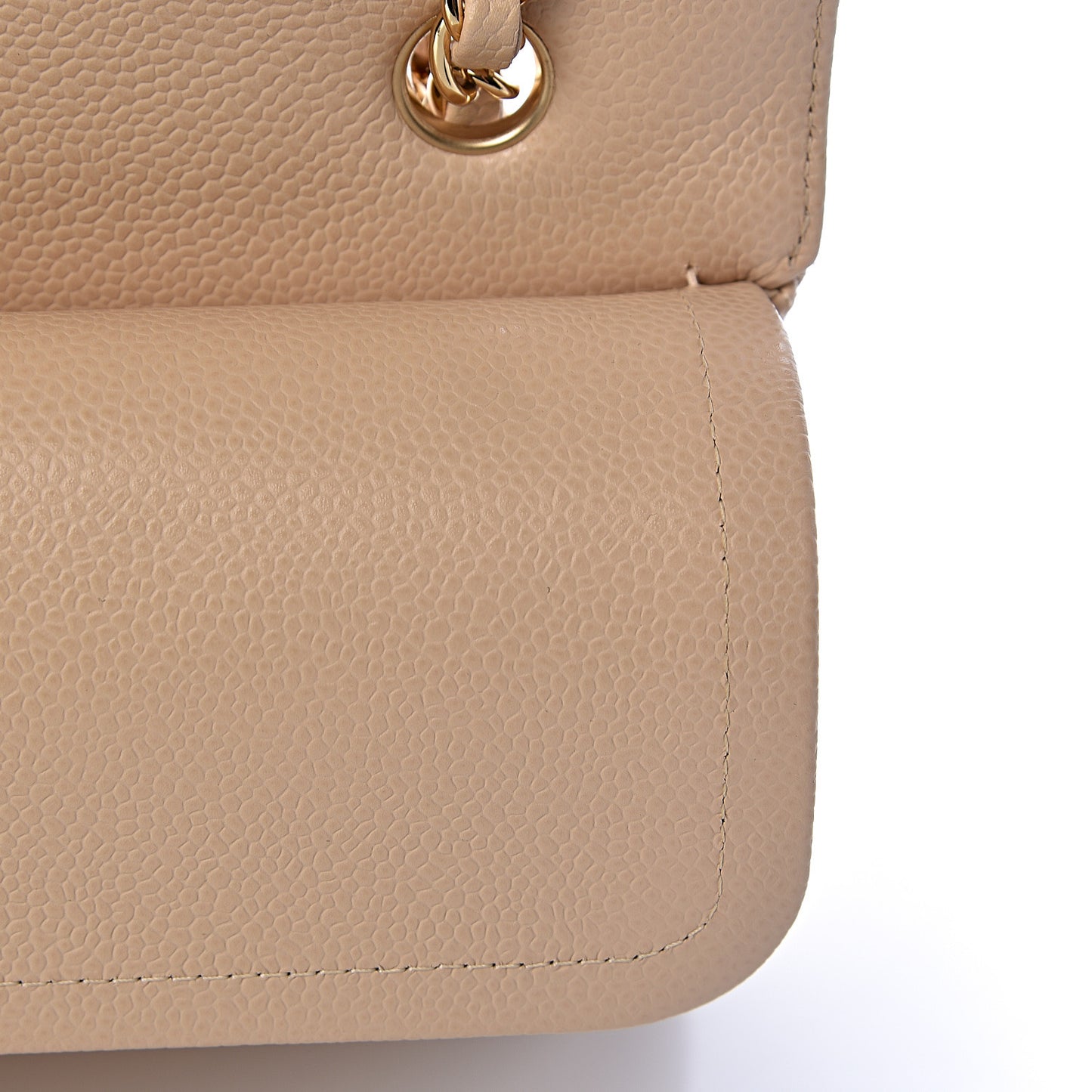 Caviar Quilted Medium Double Flap Beige Clair