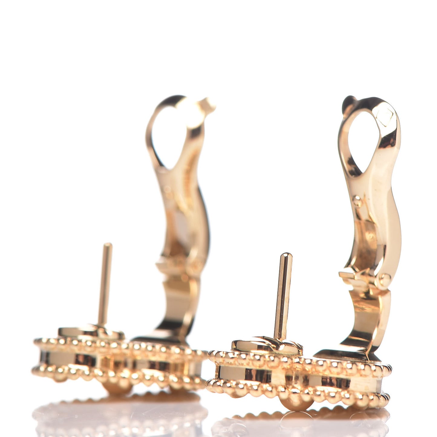 18K Yellow Gold Guilloche Vintage Alhambra Earrings