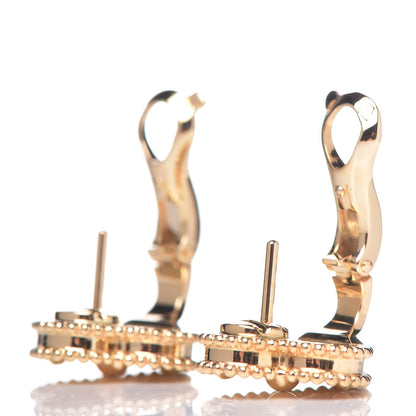 Van Cleef & Arpels 18K Yellow Gold Guilloche Vintage Alhambra Earrings 3 of 5