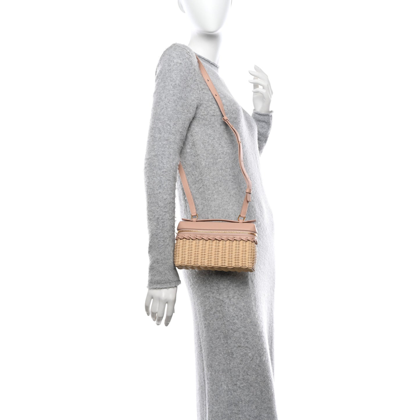 Wicker Calfskin L19 Extra Pocket Pouch Feather Pink