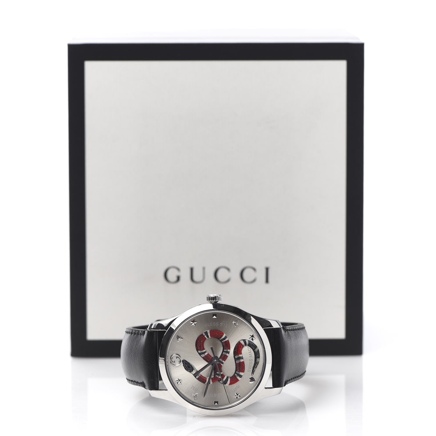 Gucci Stainless Steel Calfskin 38mm G-Timeless Snake Quartz Watch 8 of 8