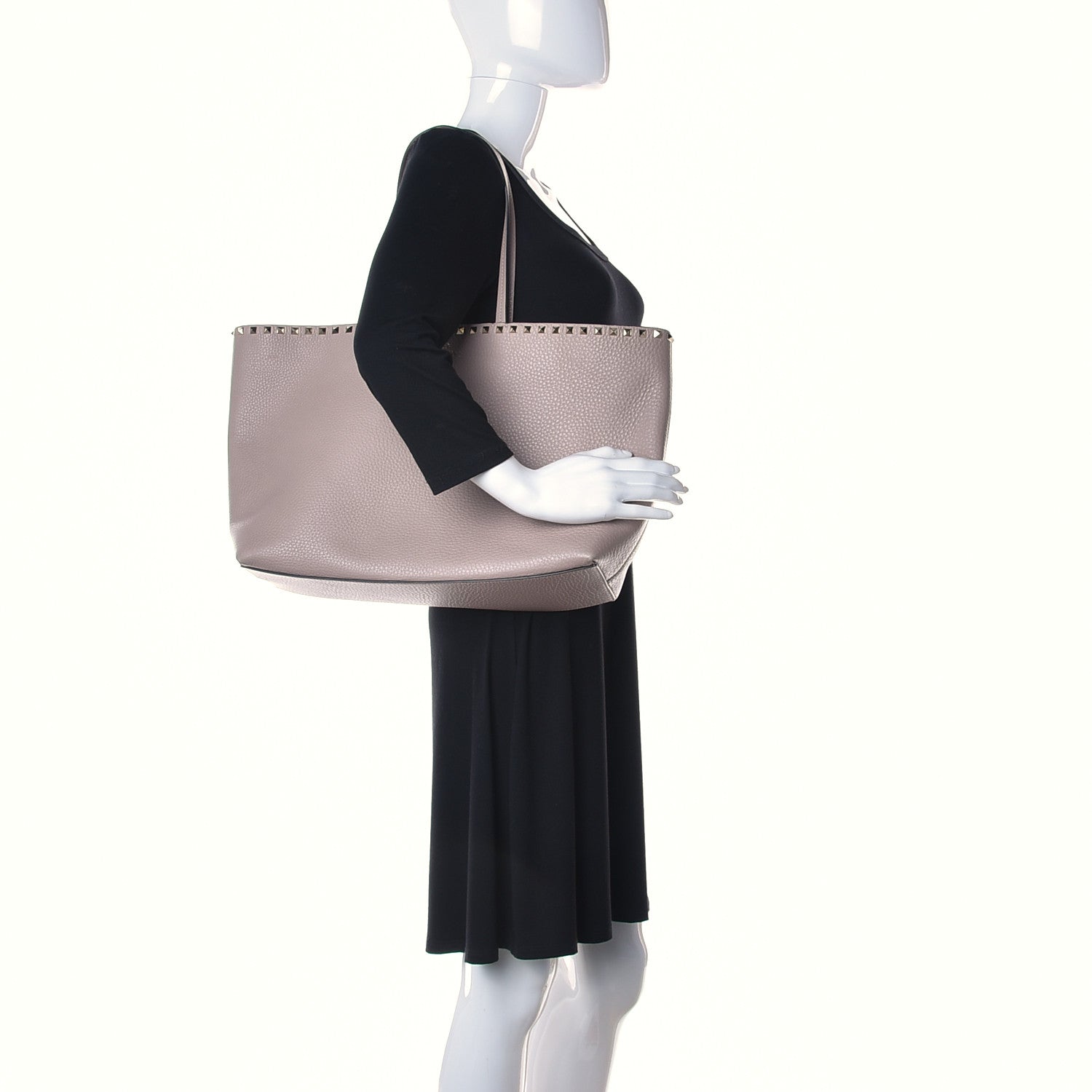 Valentino Garavani Grained Calfskin Rockstud Shoulder Tote Poudre 2 of 13