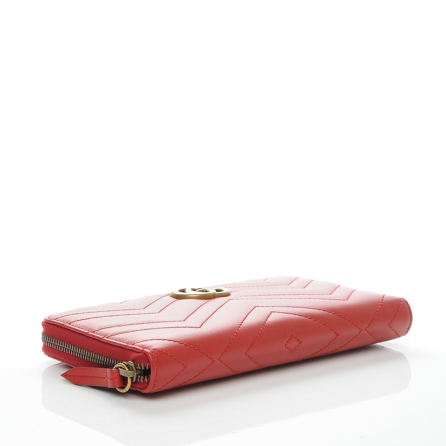 Calfskin Matelasse GG Marmont Zip Around Organizer Wallet Hibiscus Red