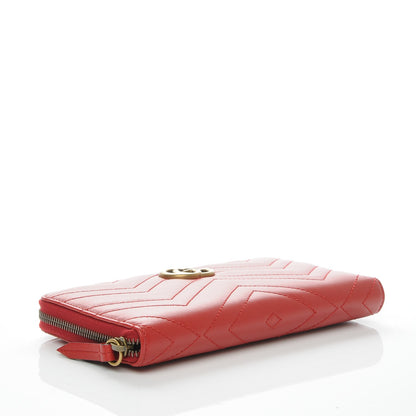 Gucci Calfskin Matelasse GG Marmont Zip Around Organizer Wallet Hibiscus Red 4 of 7