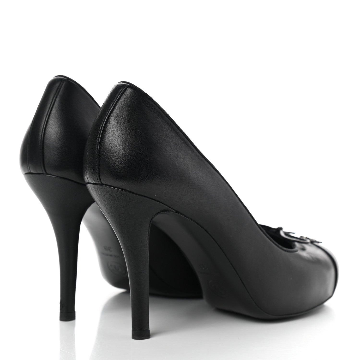 Chanel Lambskin Cap Toe CC Pumps 39 Black 4 of 10