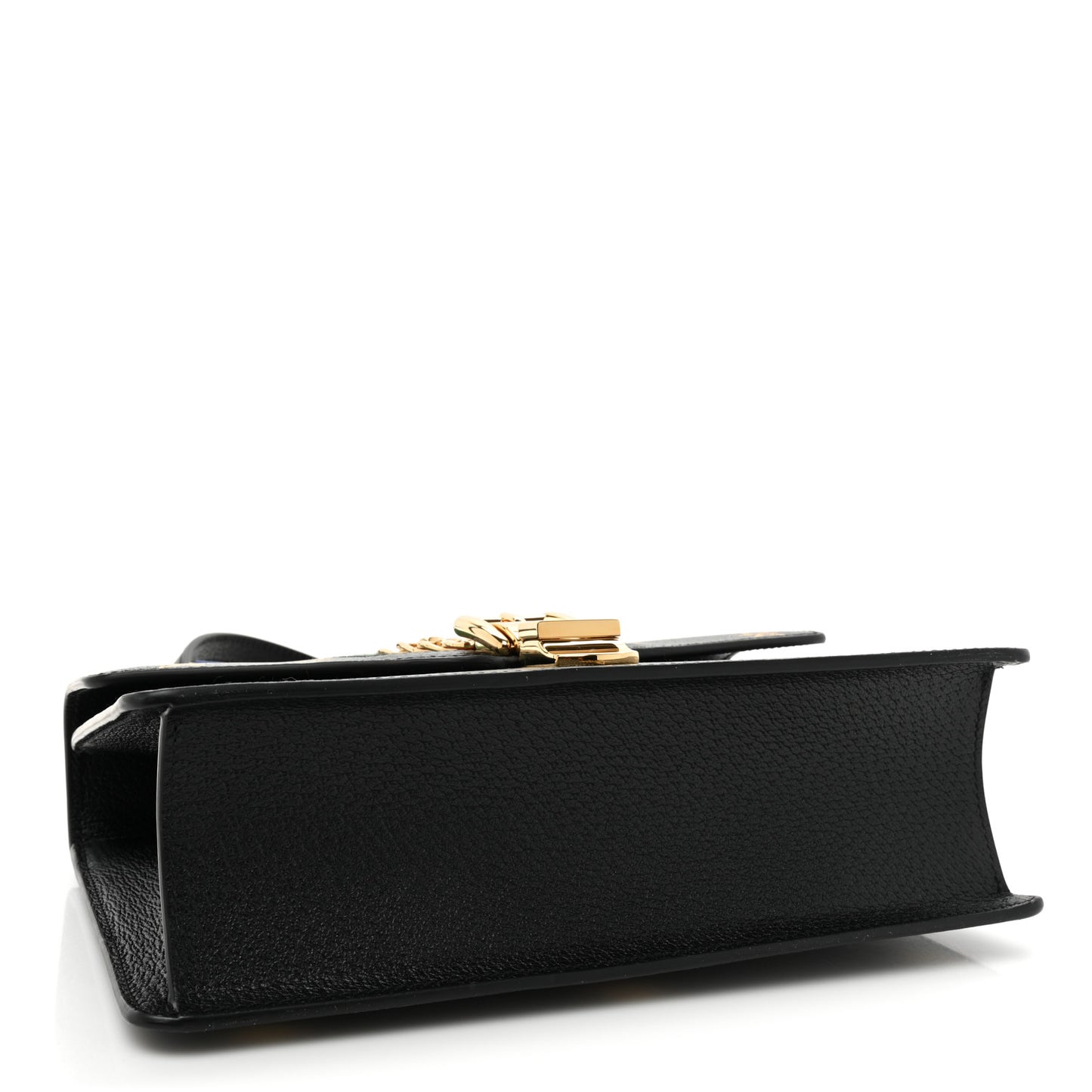 Textured Calfskin Bee Star Print Small Sylvie Shoulder Bag Black