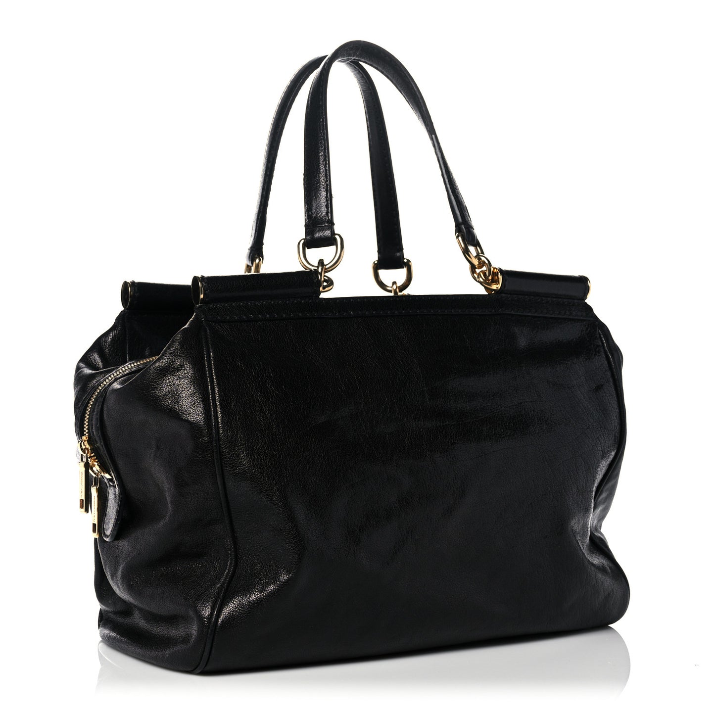 Calfskin Large Miss Sicily Satchel Black