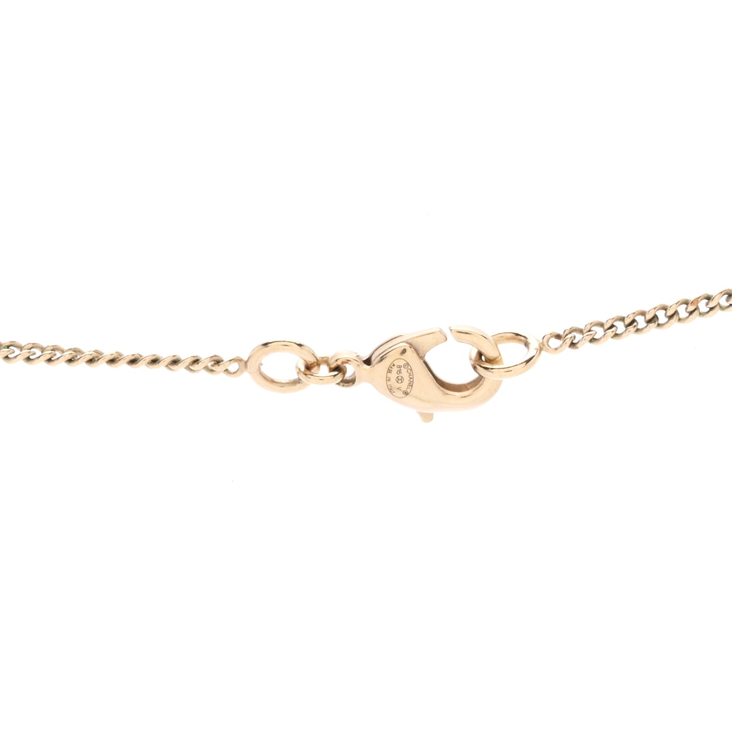 Enamel Pearl CC Baroque Drop Necklace Black Gold