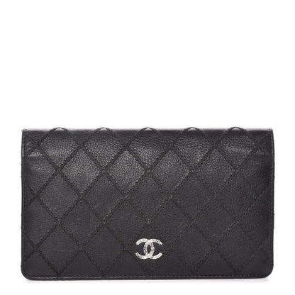 Chanel Calfskin Diamond Stitched Yen Wallet Black 1 of 14