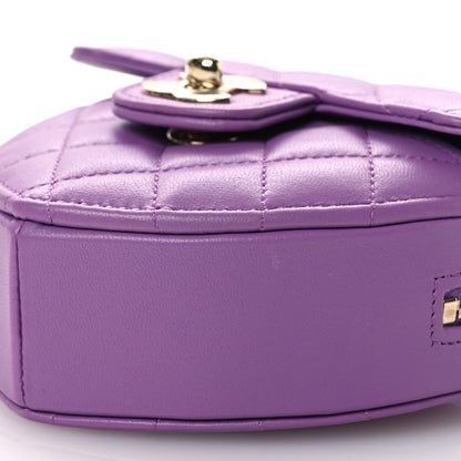 Chanel Lambskin Quilted CC In Love Heart Clutch With Chain Purple 10 of 12