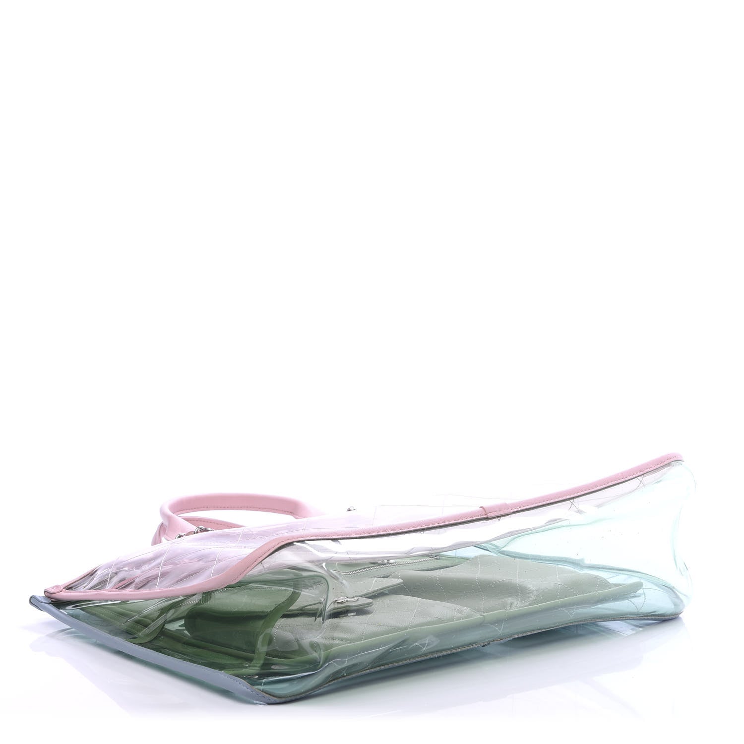 Chanel PVC Lambskin Stitched Medium Coco Splash Shopping Bag Green Pink 4 of 10