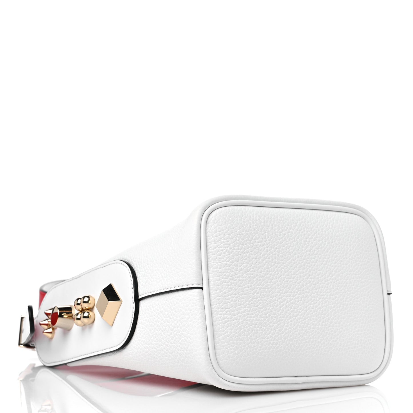Grained Calfskin Mini Carasky Bucket Bag White