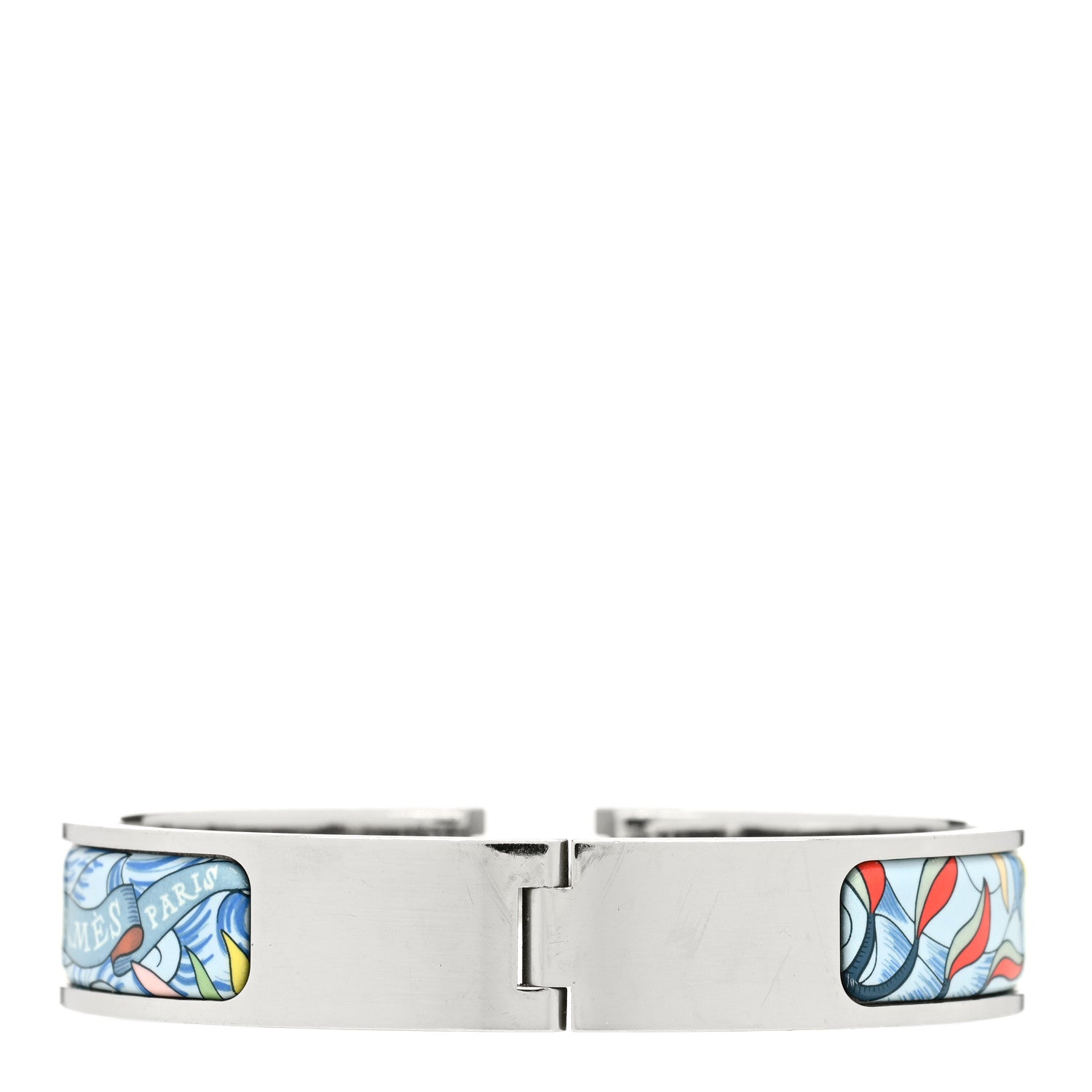 Hermes Enamel Narrow Print Cosmographia Universalis Clic Clac H Bracelet PM Album De Soie 3 of 4