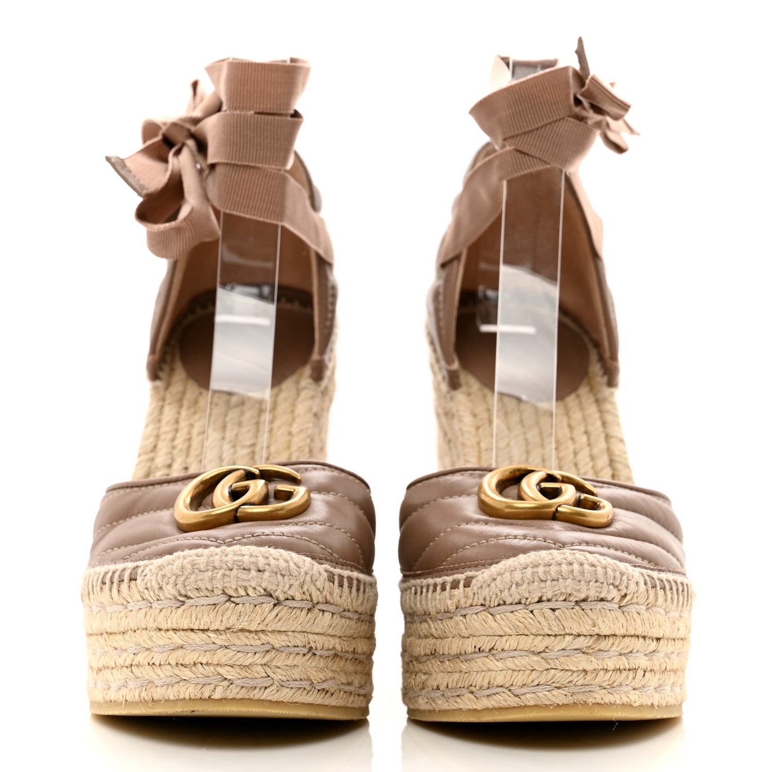 Gucci Nappa Matelasse GG Marmont Ankle Wrap Platform 35/120mm Espadrille Wedges 37 Porcelain Rose 2 of 10