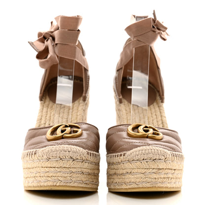Gucci Nappa Matelasse GG Marmont Ankle Wrap Platform 35/120mm Espadrille Wedges 37 Porcelain Rose 2 of 10