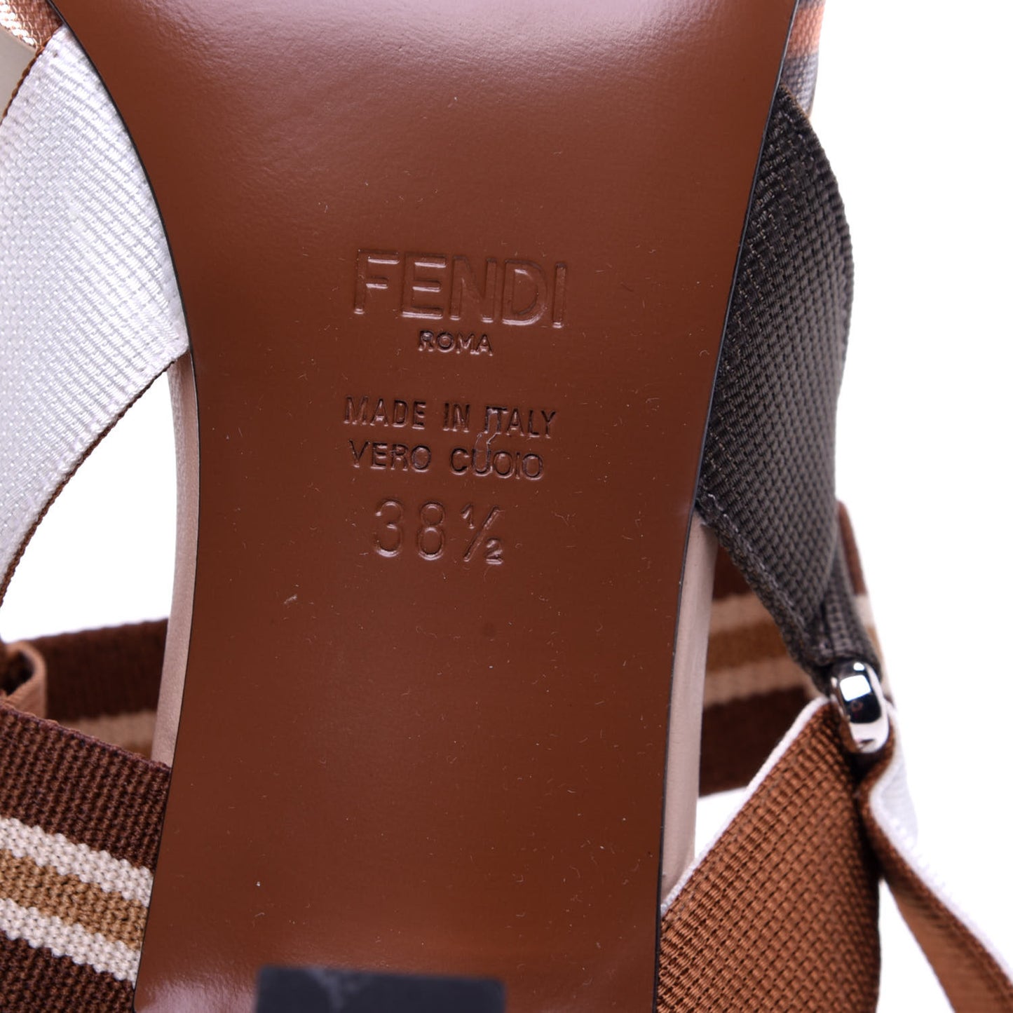 Technical Mesh FF Colibri 55mm Slingback Pumps 38.5 Tobacco Moro Camelia Beige Caramello